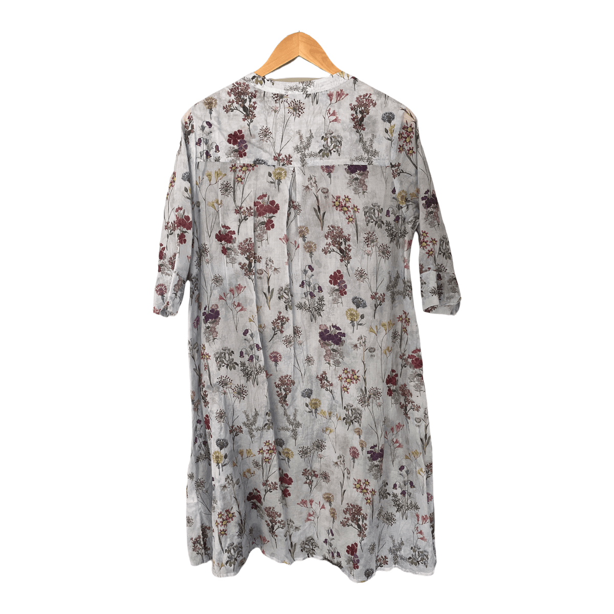 Isle Jacobsen Sheer Cotton Dress Grey with Floral Print Size 40 (UK14) - Ava & Iva