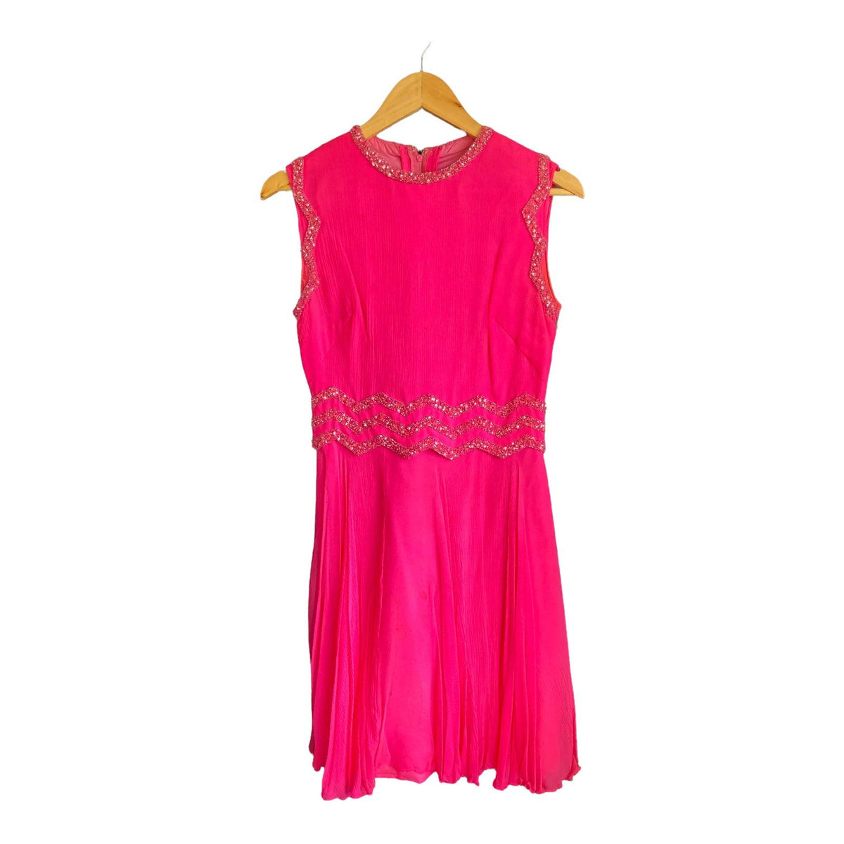 Vintage Cerise Pink Sleeveless Dress UK Size 8 - Ava & Iva