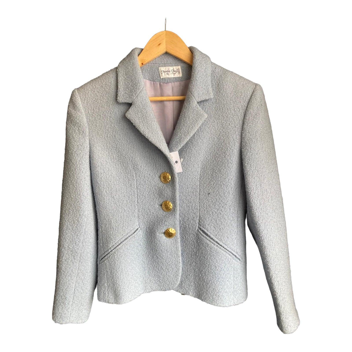 Charles Gray Wool Pale Blue Skirt Suit Jacket UK Size 10 Skirt UK Size 12 - Ava & Iva