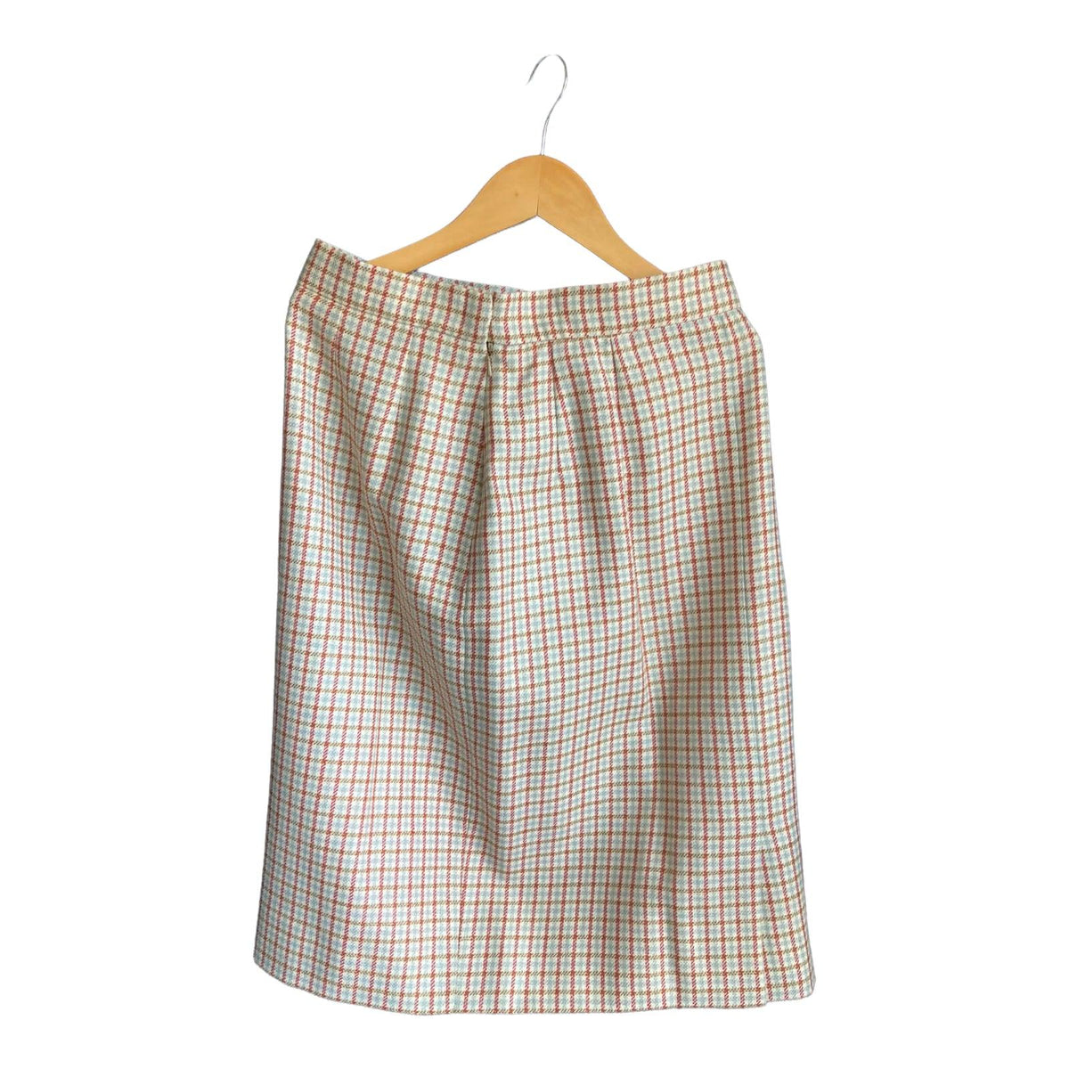 Aquascutum Wool Mix Cream Multi-Coloured Checked Skirt Suit UK Size 10 - Ava & Iva