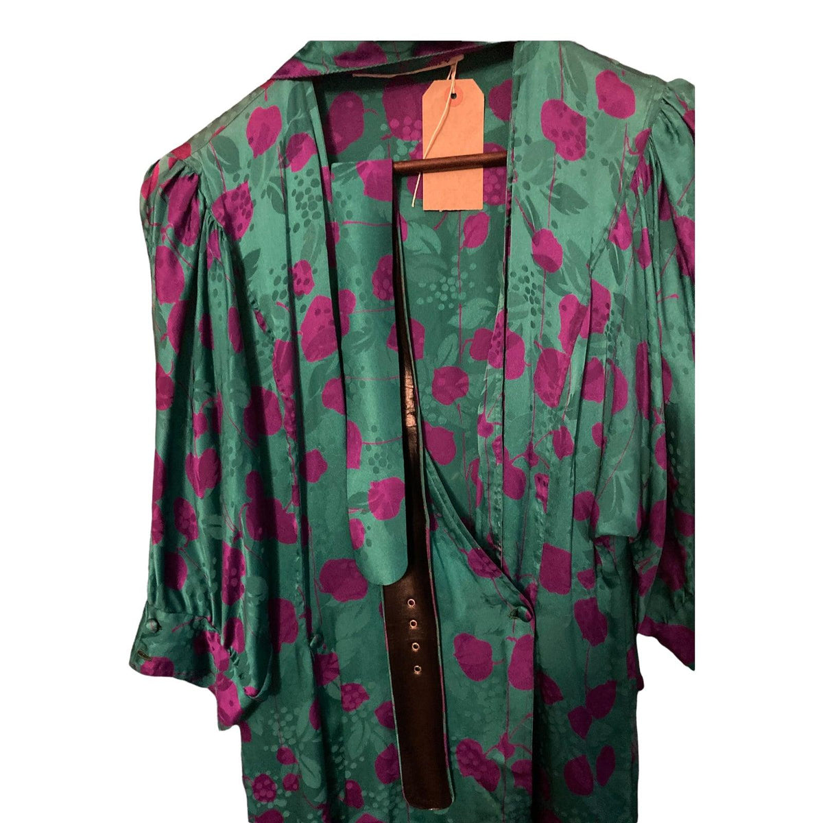 La Gatta Green and Purple Patterned 3/4 Sleeved Dress UK Size 12/14 - Ava & Iva