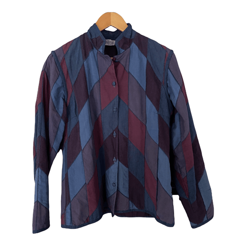 Bishopston Trading Company Vintage Jacket Harlequin Patchwork Design  Blues and Purple Size S/M - Ava & Iva