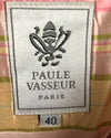 Paule Vasseur Paris Vintage 100% Silk Sleeveless Shift Summer Maxi Dress Pink Yellow Multi Striped UK Size 10-12 - Ava & Iva