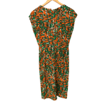 Jaeger Vintage 1960's Ban-Lon Sleeveless Dress Abstract Orange and Green Print UK Size 10 - Ava & Iva