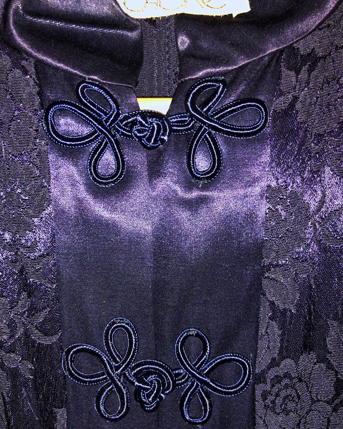 Vintage Caché Brocade Jacquard Sleeveless Longline Evening Jacket Dark Purple UK Size 10 - Ava & Iva