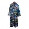 Vintage Unbranded Silk Chiffon Long Sleeve Maxi Tunic Dress Blue Multi Geometric Print UK Size 14 - Ava & Iva