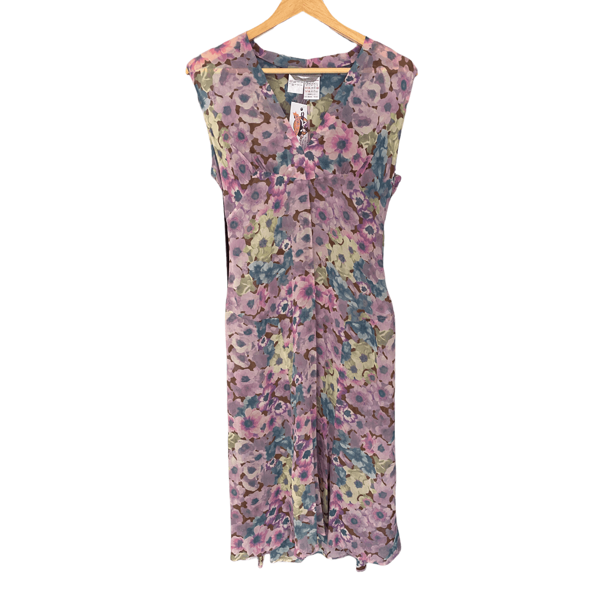 Sportmax 100% Silk Sleeveless Dress Pink Floral with Slip UK Size 10 - Ava & Iva