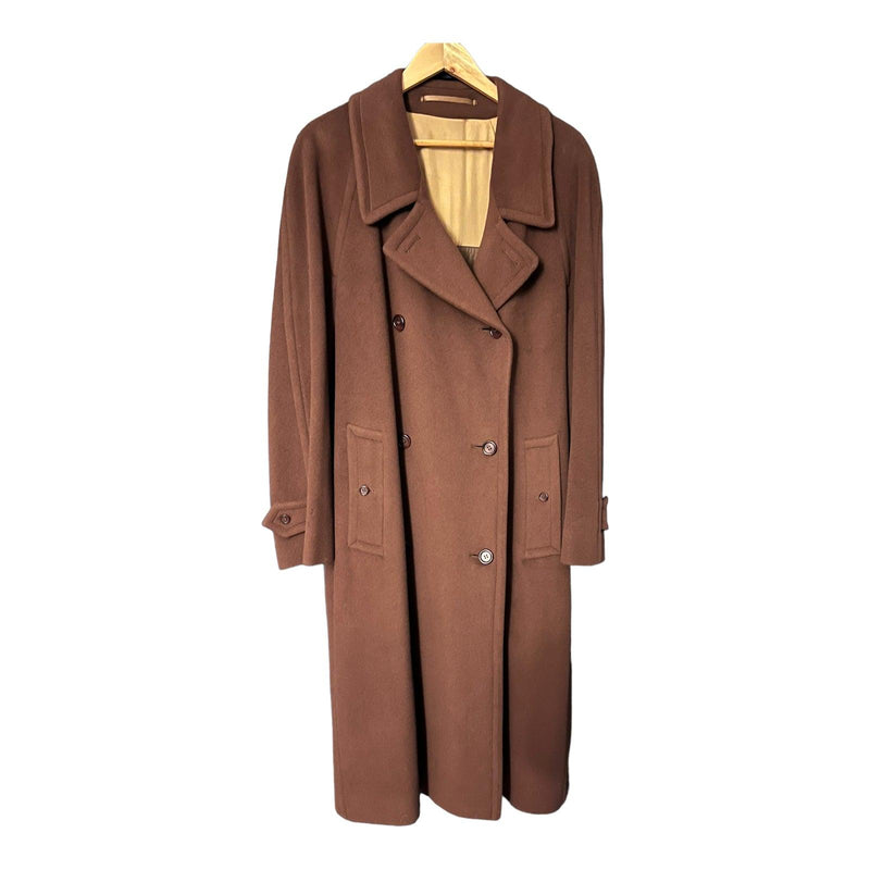 Burberrys Wool & Cashmere Blend Warm Brown Long Sleeved Coat UK Size 20 - Ava & Iva