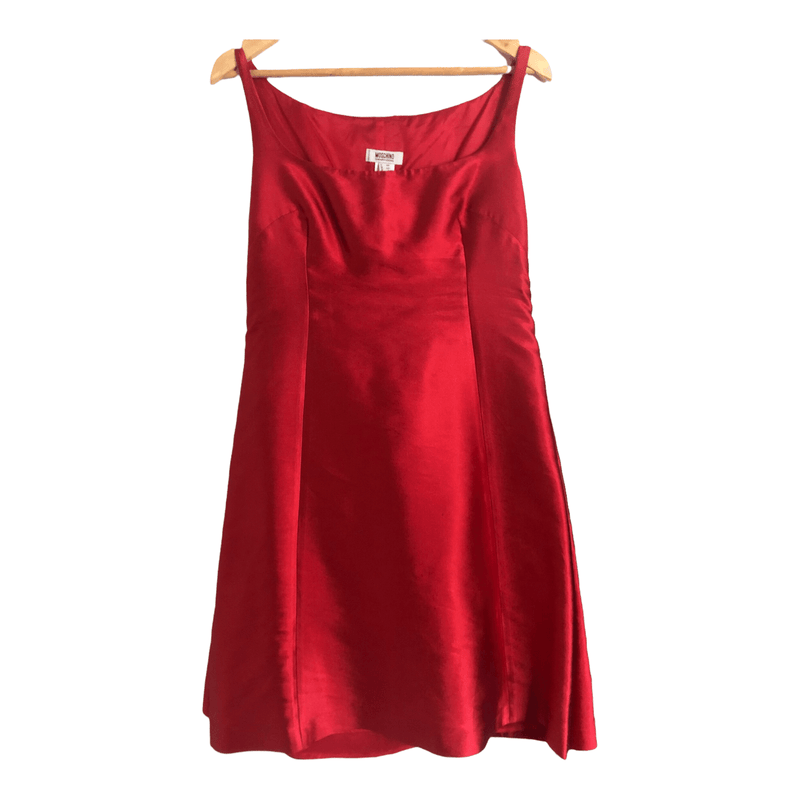 Moschino Cheap and Chic 100% Polyamide Sleeveless Designer Cocktail Dress Scarlet Red UK Size 12 - Ava & Iva