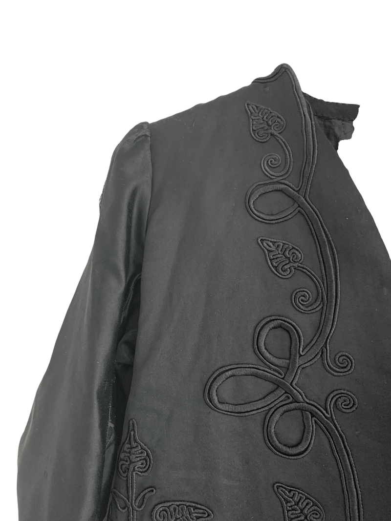 Vintage Ribbon Embroidered Evening Jacket Black Size S/M - Ava & Iva