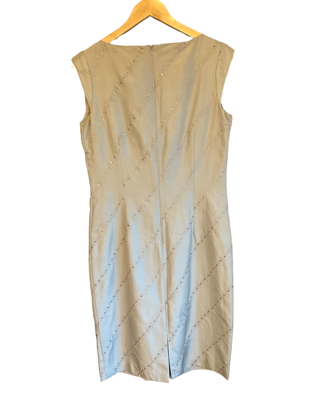 Liz Claiborne Silk Pale Grey Capped Sleeve Dress UK Size 10 - Ava & Iva