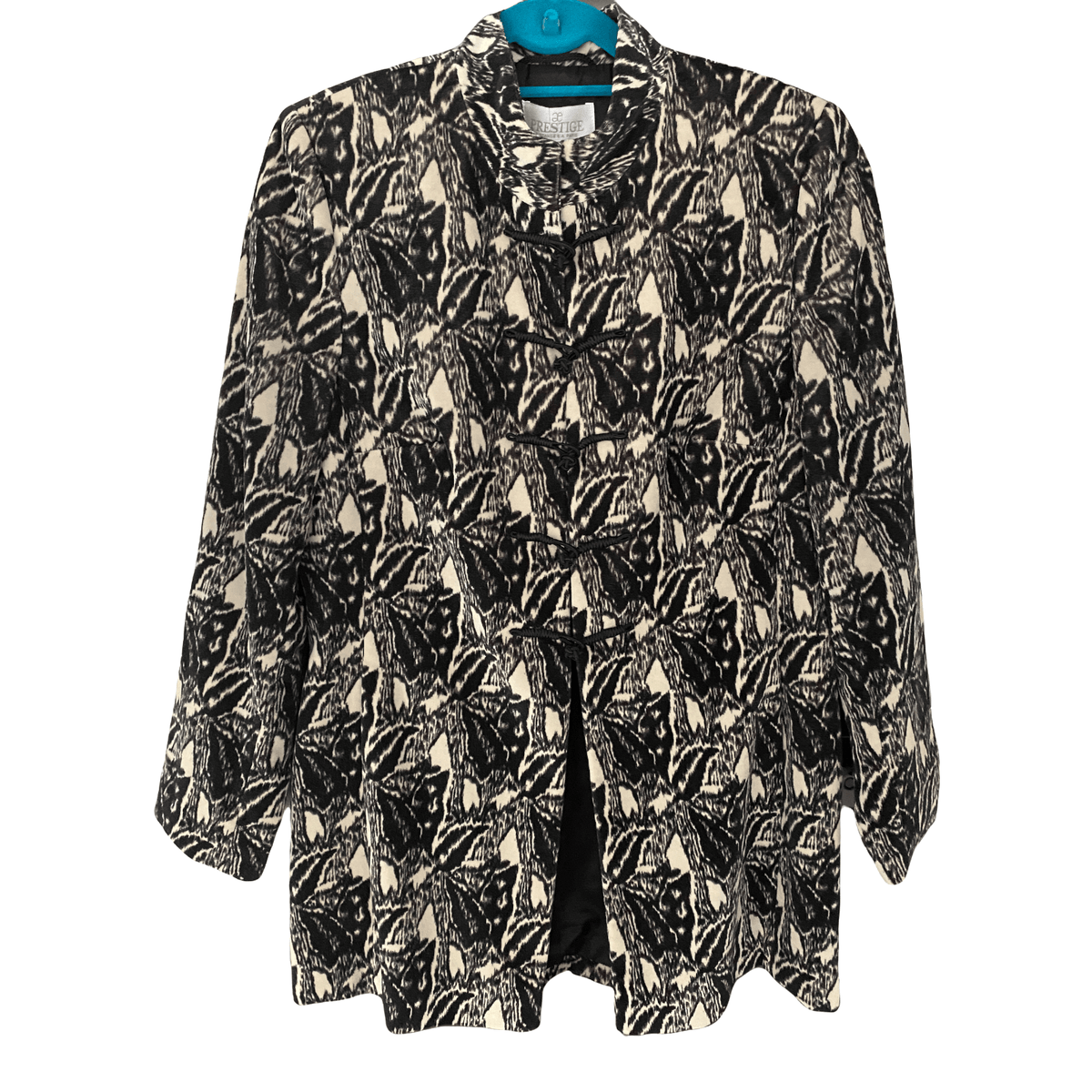 Prestige Chinese Style Velvet Jacket Black & White UK Size 16 - Ava & Iva