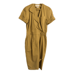 Escada 100% Cotton Short Sleeve Safari Style Wrap Dress Yellow / Ochre UK Size 10 - Ava & Iva