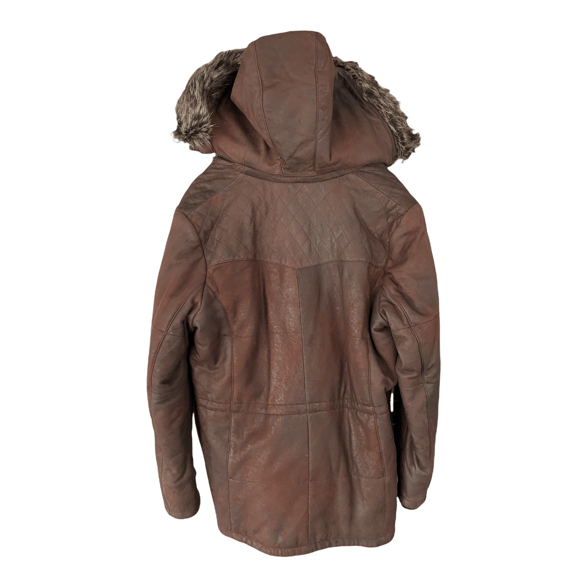 Lakeland Brown Leather Coat with Fur Trimmed Hood Size 20 BNWT RRP449 - Ava & Iva