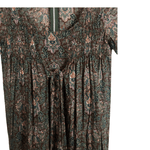 Vintage Miss Selfridge Cotton Short Sleeve A-Line Maxi Dress Brown Multi Paisley Print UK Size 6-8 - Ava & Iva