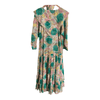 Vintage Upper Bracket by Roberta Cotton 3/4 Sleeve Maxi Dress w/ Sash Green Pink Multi Floral Print UK Size 14-16 - Ava & Iva