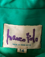 Marco Polo 100% Silk Short Sleeve Oriental Evening Jacket Emerald Green UK Size 14 - Ava & Iva