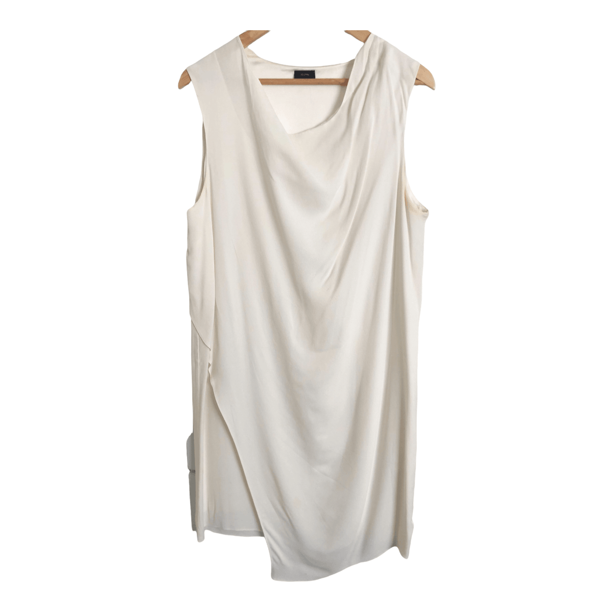 Joseph Crepe 100% Viscose Sleeveless Designer Midi Shift Dress Cream UK Size 14 - Ava & Iva