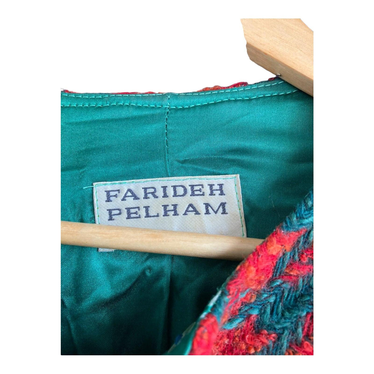 Farideh Wool Red And Green Dogtooth Skirt Suit UK Size 12 - Ava & Iva