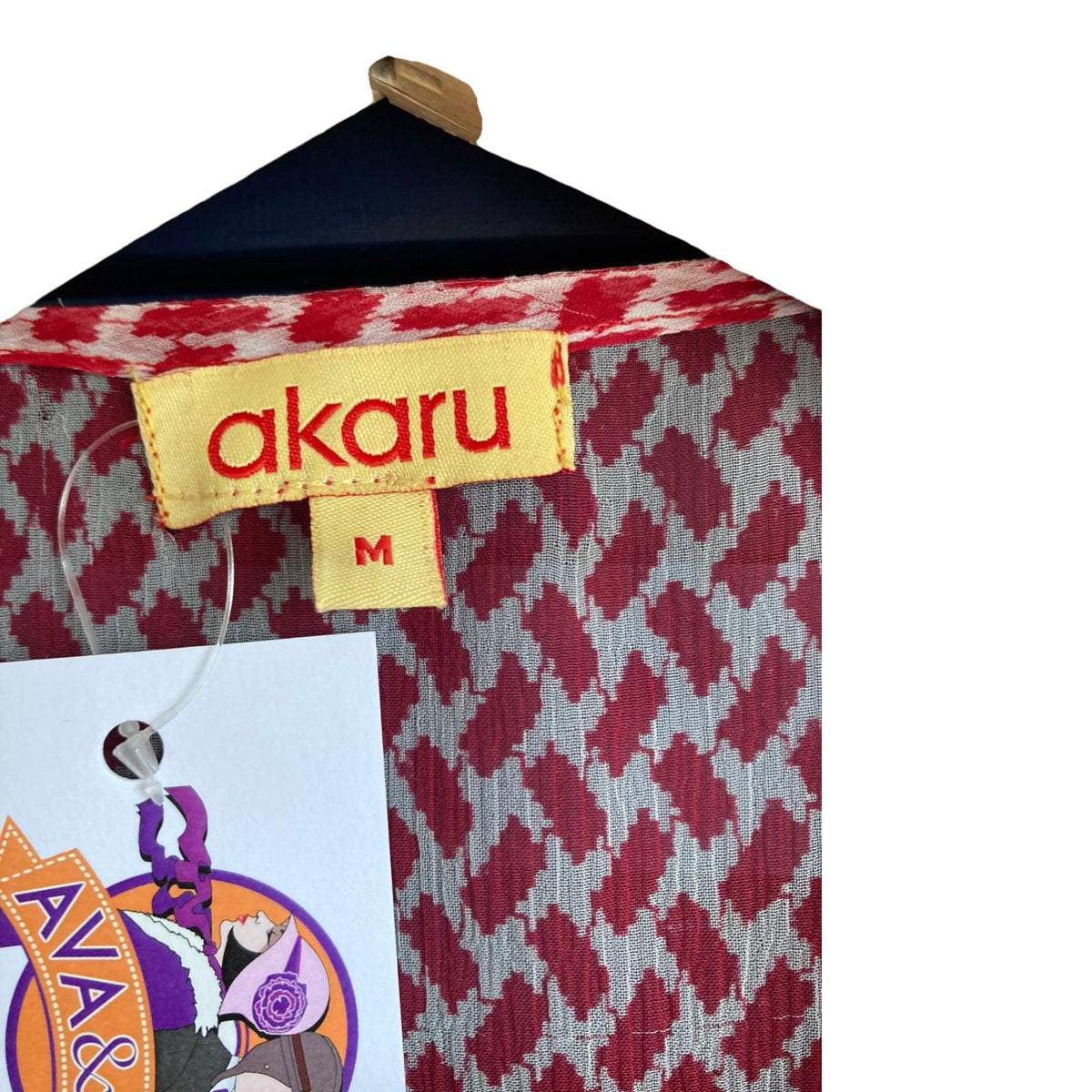 Akaru Silk Red And White patterned Dress UK Size Medium - Ava & Iva