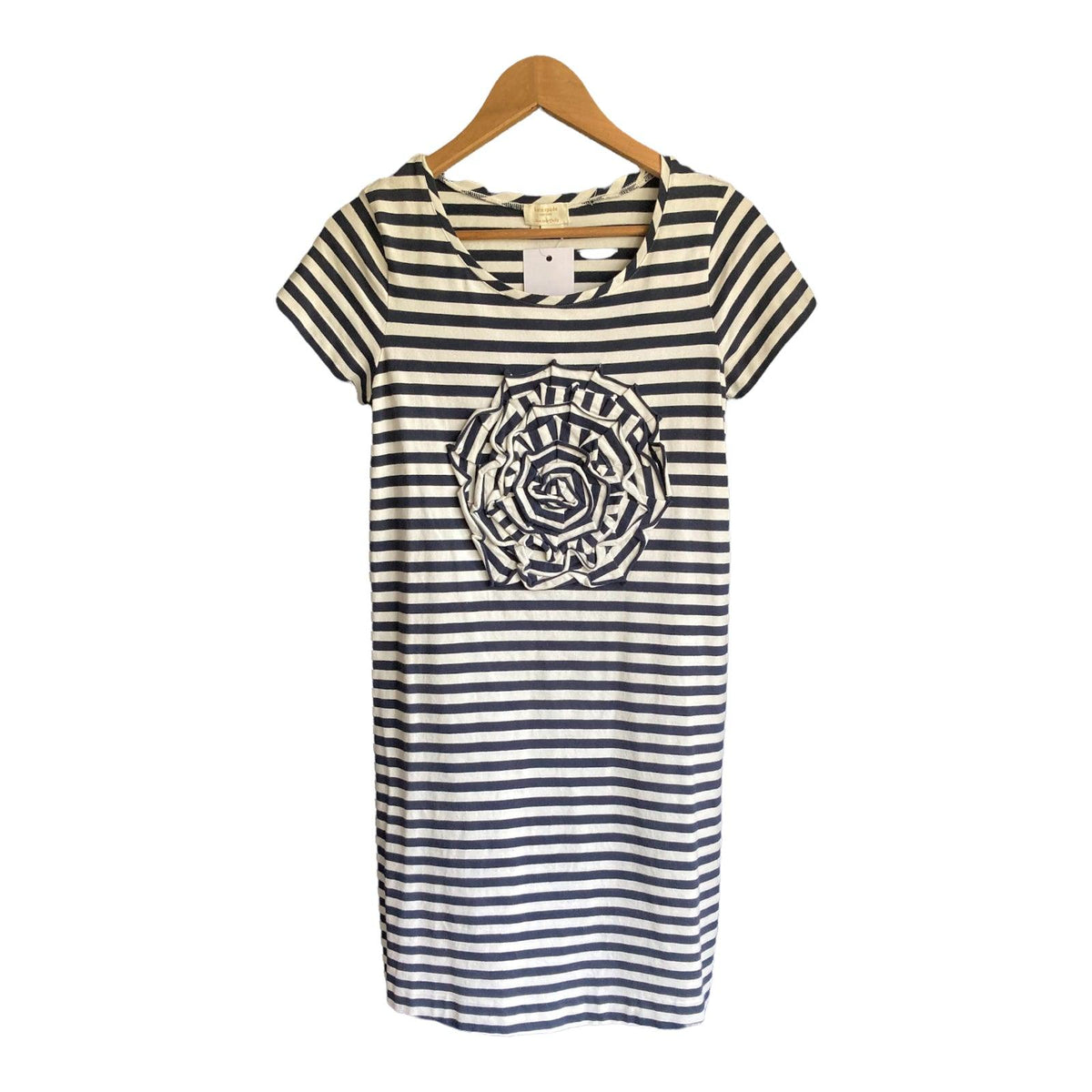 Kate Spade Cotton Navy/White Striped Short Sleeved Dress UK Size Small - Ava & Iva