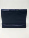 Checker Leather Vintage Blue Clutch Bag with Suede Interior - Ava & Iva