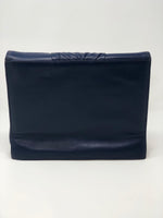 Checker Leather Vintage Blue Clutch Bag with Suede Interior - Ava & Iva