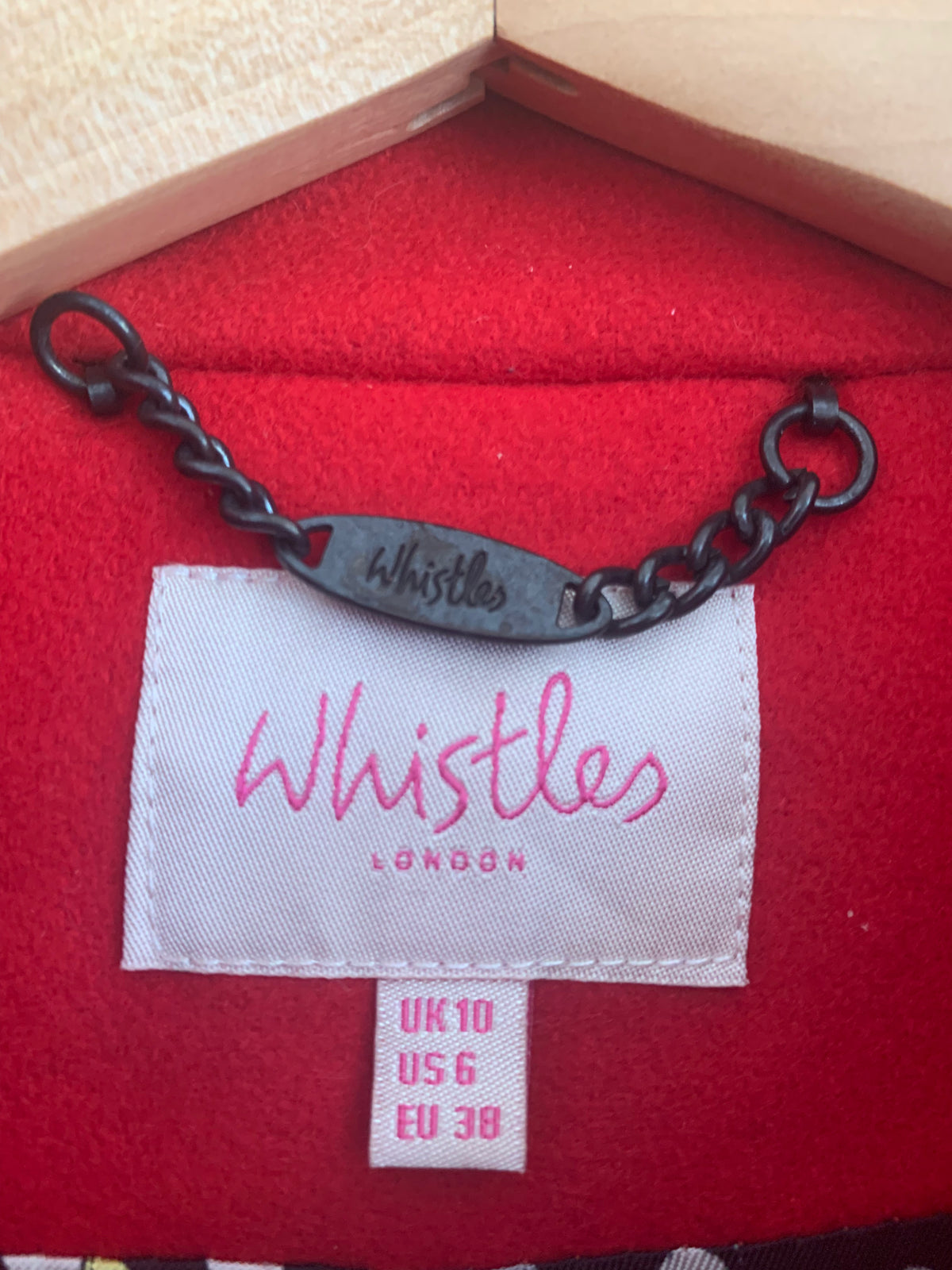 Whistles 100% Wool Coat Red Size UK 10 - Ava & Iva