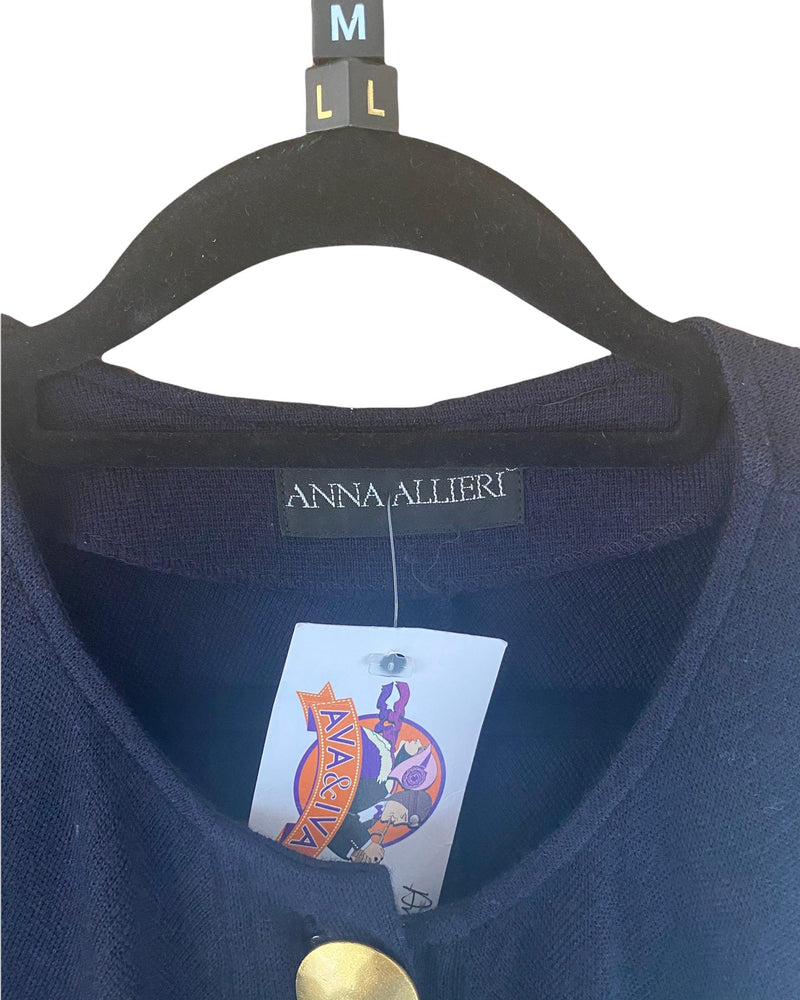 Anna Allieri 100% Wool Lightweight Coat Navy Blue UK Size 16 - Ava & Iva