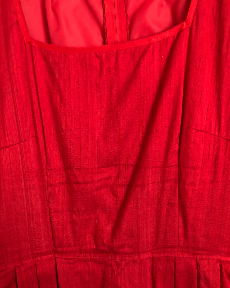Unbranded Vintage Silk Half Sleeve Maxi Dress Scarlet Red UK Size 10-12 - Ava & Iva