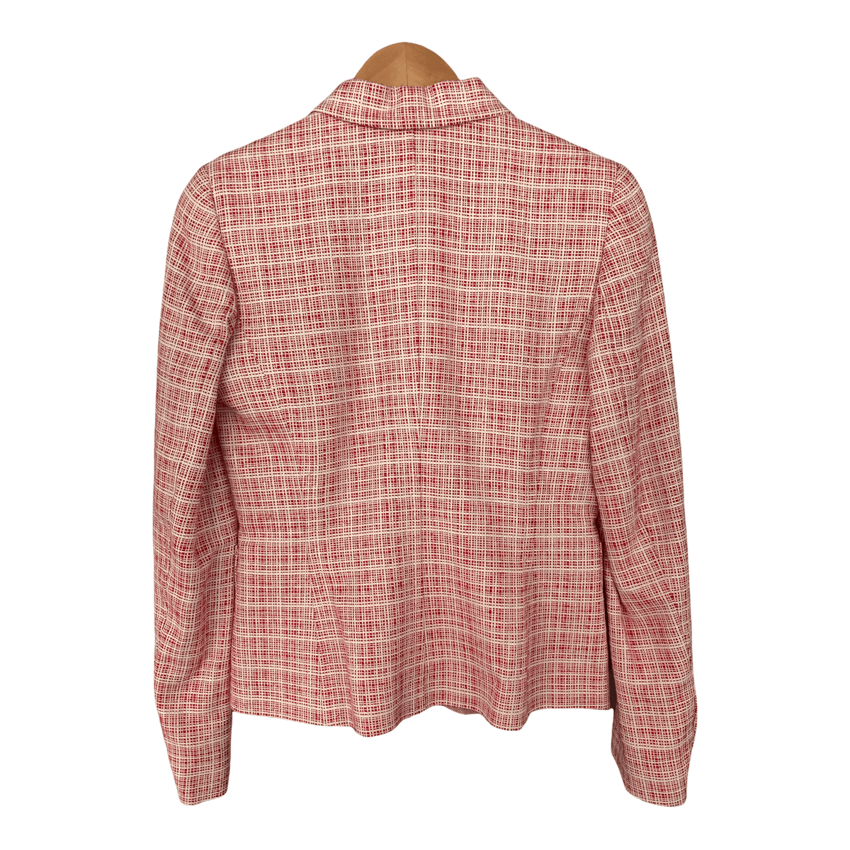 DAKS Red and Cream Check Silk and Cotton Mix Jacket UK SIze 8 - Ava & Iva