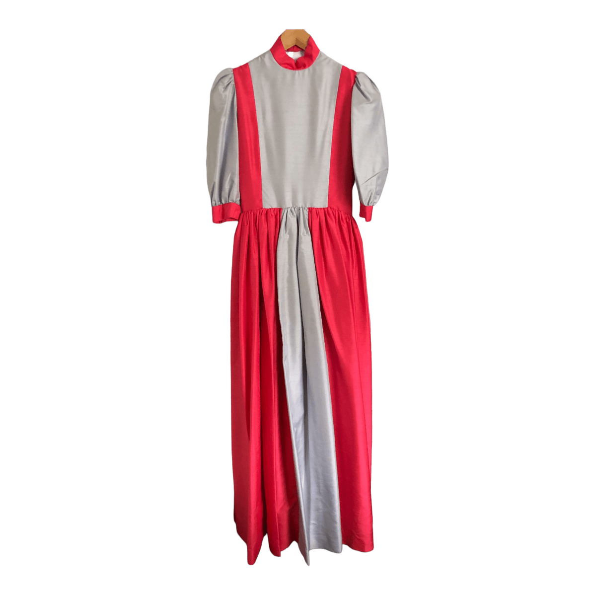 Unbranded Vintage 100% Silk Half Sleeve Summer Halterneck Maxi Dress Pink Grey UK Size 10-12 - Ava & Iva