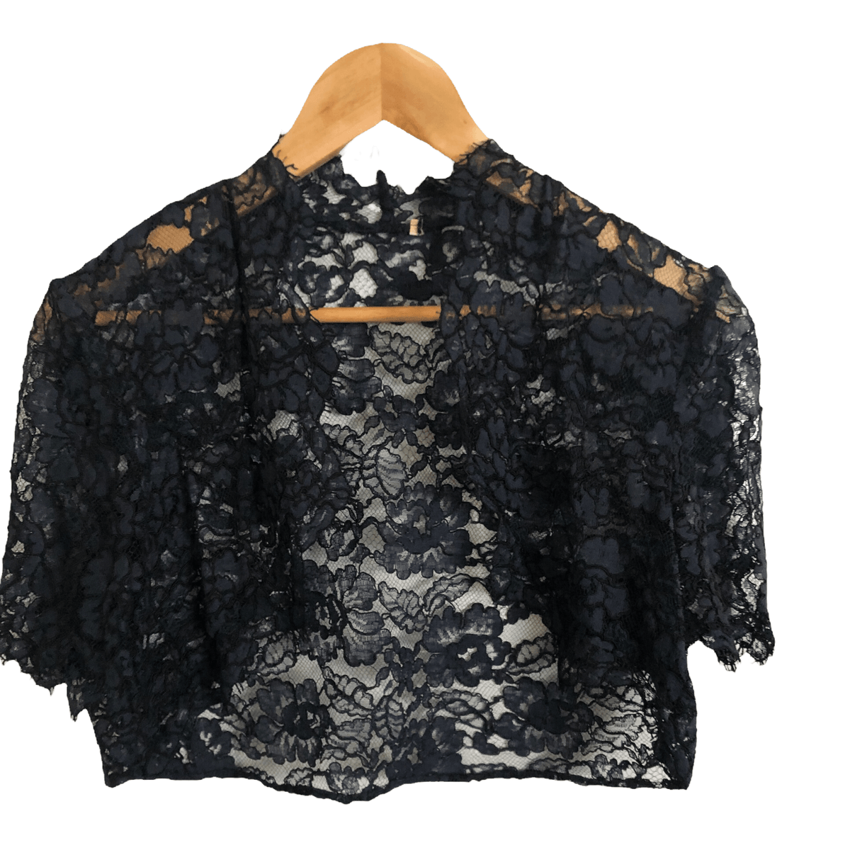 Paddy Cambell Lace Sleeveless Evening Cocktail Dress w/Bolero Jacket Outfit Navy Blue Floral Print UK Size 16 - Ava & Iva