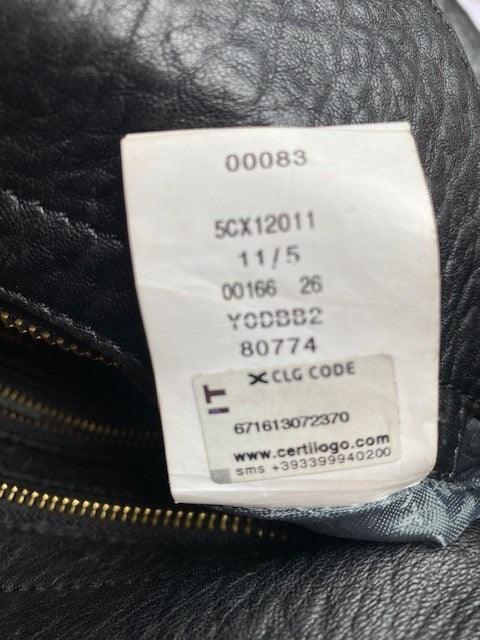 Just Cavalli Black Leather Shoulder Bag. Mock Croc Pattern Detail and Tassles - Ava & Iva