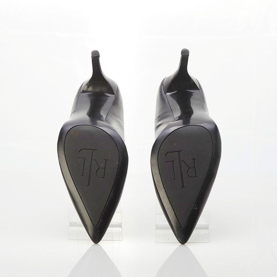 Ralph Lauren Leather Black Court Shoe UK Size 9.5. - Ava & Iva