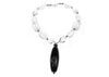 Clear beaded  crystal necklace with black onyx pendant - Ava & Iva