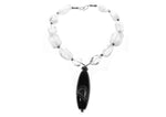 Clear beaded  crystal necklace with black onyx pendant - Ava & Iva